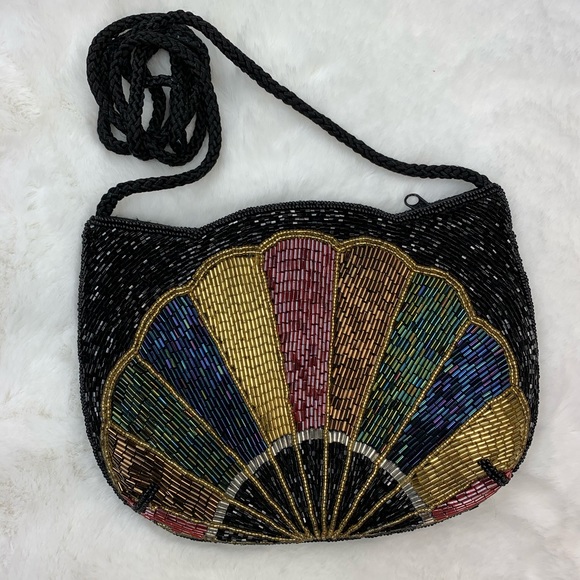 Beaded Evening Bag. Crossbody. Peacock Pattern - Picture 6 of 7
